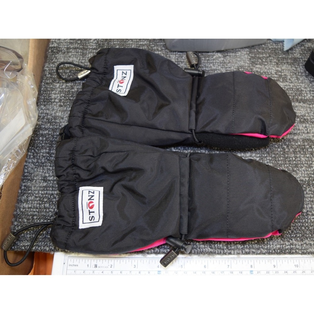 STONZ LONG MITTZ Snow Mittens 2T 3T 4T Nylon Fleece Lined Insulated Pink Black